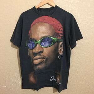 Dennis Rodman Rodzilla #91 NBA Big Head Pink Hair T-Shirt L Faded